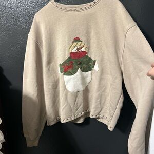 Vintage Nike Beige Snowman Crew Neck Sweater size Large